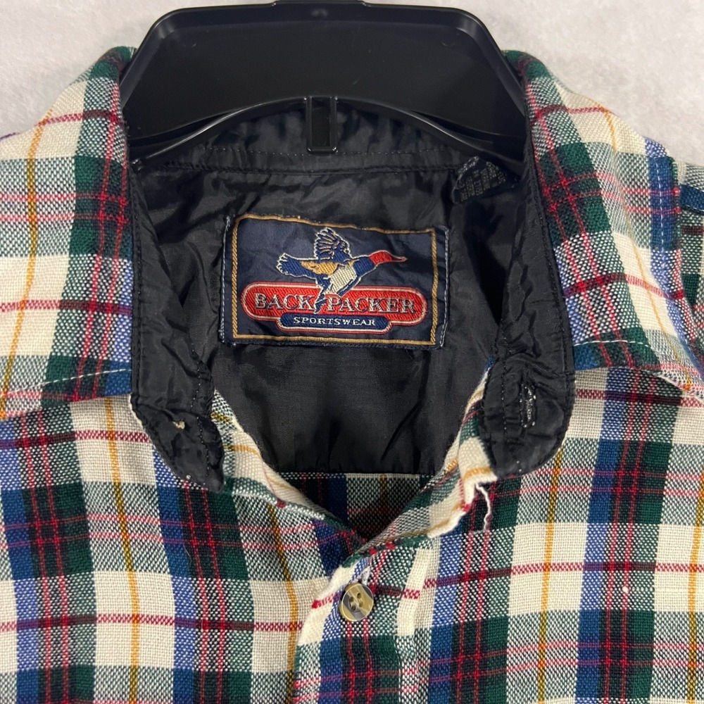 Backpacker Sportswear Mens L Plaid Long Sleeve Acrylic Button Up Shirt - Picture 3 of 8